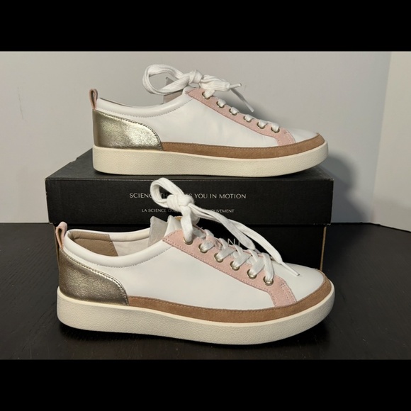 Vionic Winny Leather Sneakers Shoes Colorblock White/Gold/Pink/Brown Size 8 - Picture 2 of 13
